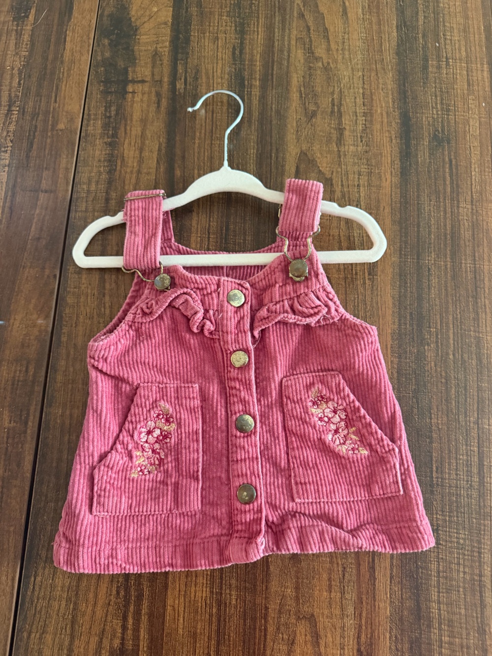 Pink Corduroy Girls' Overall Dress - Brand Not Visible